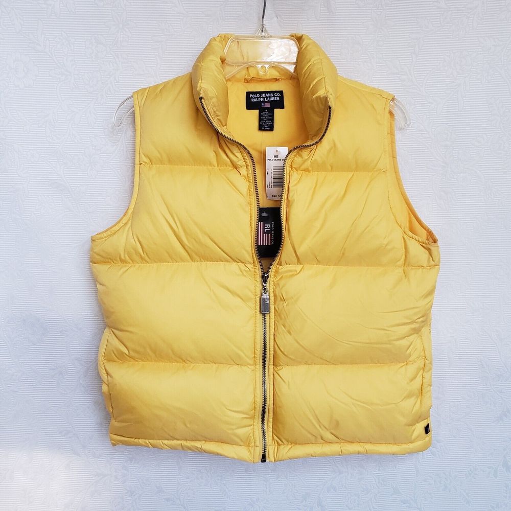 Vintage Polo Jeans Ralph Lauren Women's Down Puffer Vest Yellow Size S